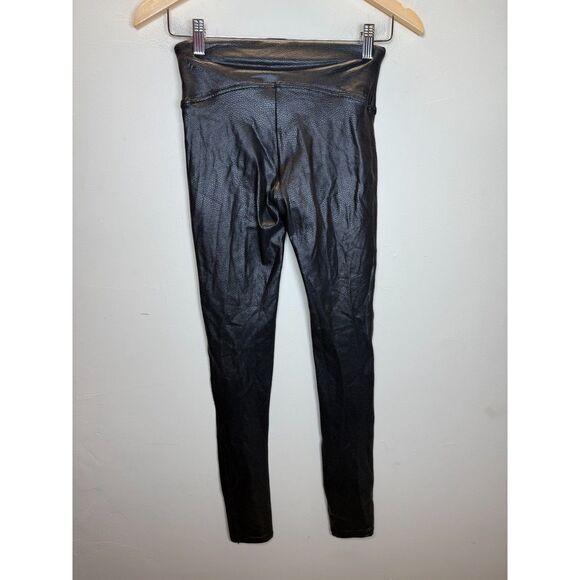 Spanx Women's Sz Small Black Faux Leather Stretch Pull On Leggings High Waisted - Picture 5 of 8